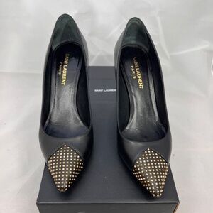 Saint Laurent Black leather pumps with studded toe size 6.5 with box
